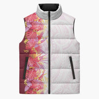 Hawaii Tropical Plant Akala Sleeveless Puffer Jacket Vibrant Polynesian Pattern LT01 Unisex Pink - Polynesian Pride