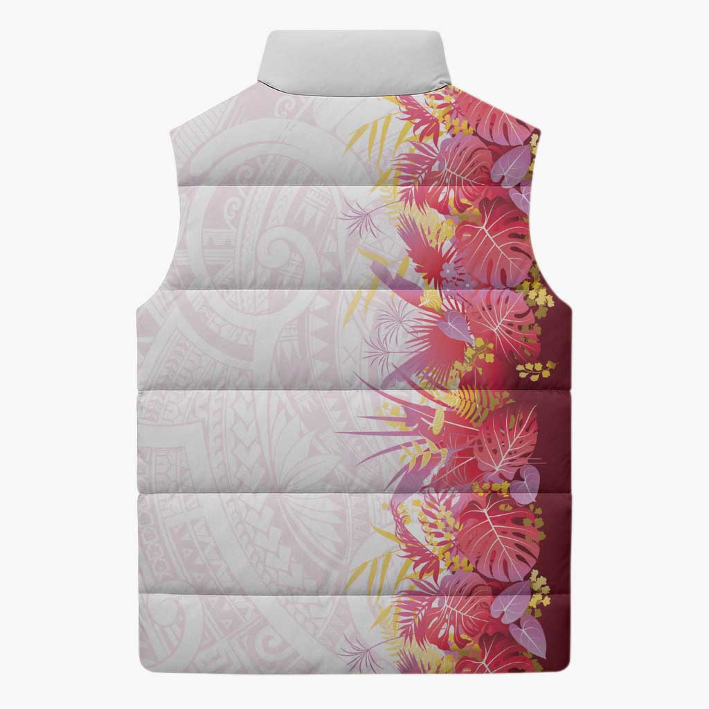 Hawaii Tropical Plant Akala Sleeveless Puffer Jacket Vibrant Polynesian Pattern LT01 - Polynesian Pride
