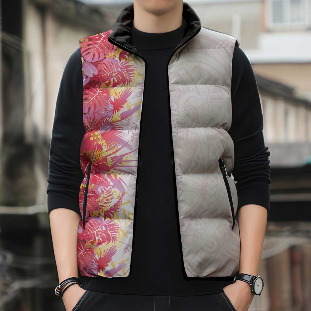 Hawaii Tropical Plant Akala Sleeveless Puffer Jacket Vibrant Polynesian Pattern LT01 - Polynesian Pride