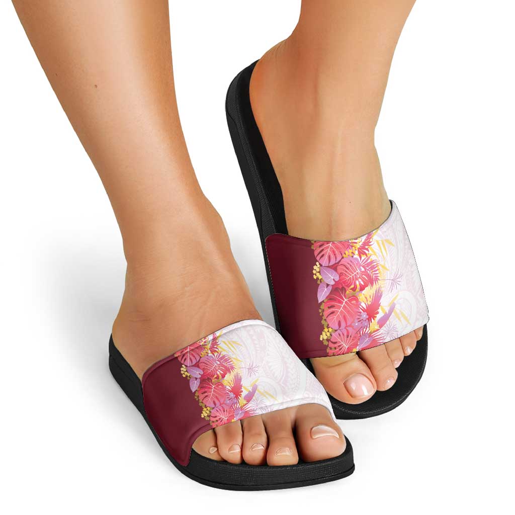 Hawaii Tropical Plant Akala Slide Sandals Vibrant Polynesian Pattern LT01 - Polynesian Pride