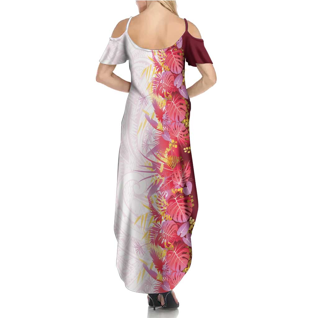 Hawaii Tropical Plant Akala Summer Maxi Dress Vibrant Polynesian Pattern LT01 - Polynesian Pride