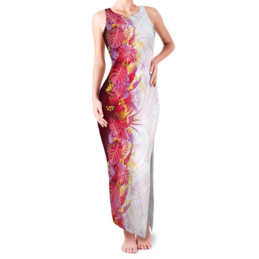 Hawaii Tropical Plant Akala Tank Maxi Dress Vibrant Polynesian Pattern LT01 Women Pink - Polynesian Pride