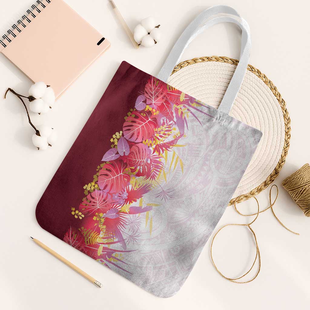 Hawaii Tropical Plant Akala Tote Bag Vibrant Polynesian Pattern LT01 White Strap One Size Pink - Polynesian Pride