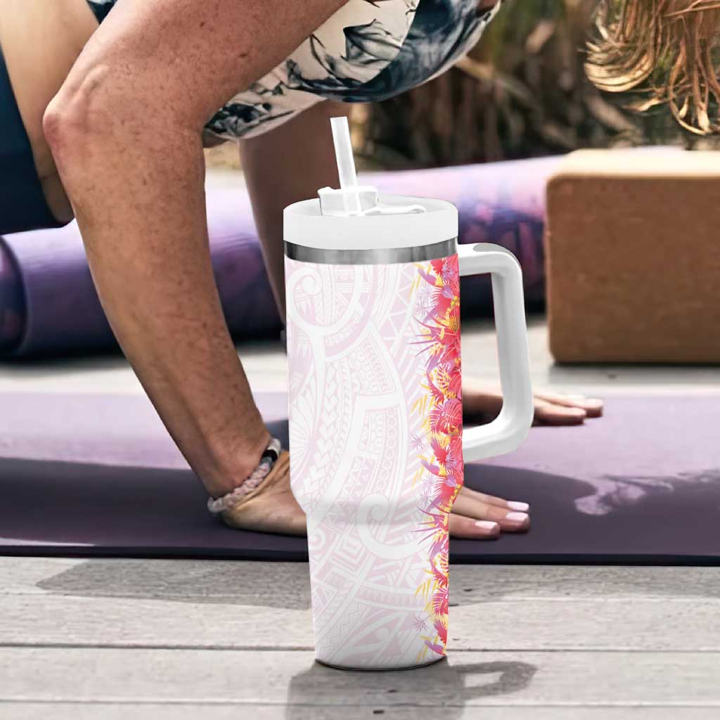 Hawaii Tropical Plant Akala Tumbler With Handle Vibrant Polynesian Pattern LT01 - Polynesian Pride