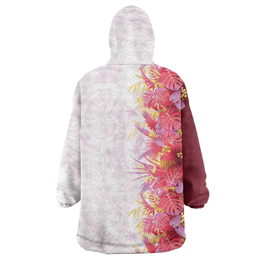Hawaii Tropical Plant Akala Wearable Blanket Hoodie Vibrant Polynesian Pattern LT01 - Polynesian Pride