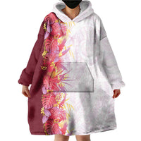 Hawaii Tropical Plant Akala Wearable Blanket Hoodie Vibrant Polynesian Pattern LT01 - Polynesian Pride