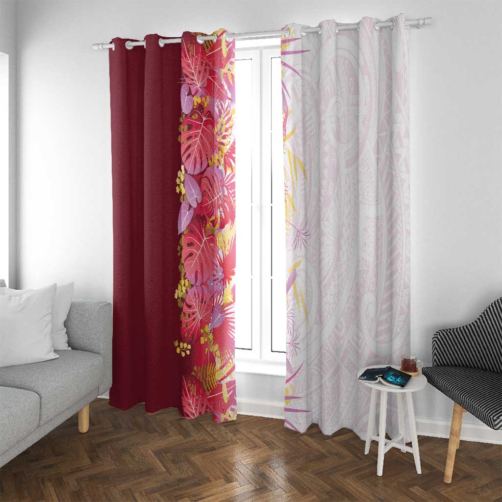 Hawaii Tropical Plant Akala Window Curtain Vibrant Polynesian Pattern LT01 With Grommets Pink - Polynesian Pride