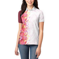 Hawaii Tropical Plant Akala Women Polo Shirt Vibrant Polynesian Pattern LT01 - Polynesian Pride
