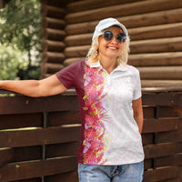 Hawaii Tropical Plant Akala Women Polo Shirt Vibrant Polynesian Pattern LT01 - Polynesian Pride