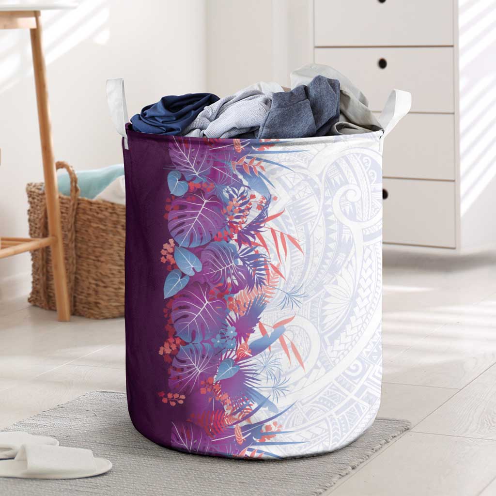Hawaii Tropical Plant Poni Laundry Basket Vibrant Polynesian Pattern LT01 Purple - Polynesian Pride