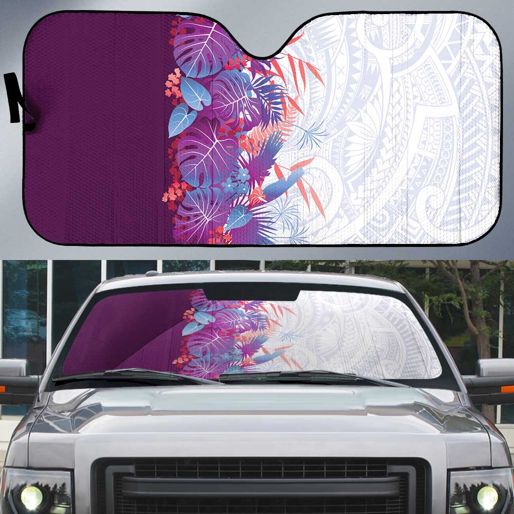Hawaii Tropical Plant Poni Auto Sun Shade Vibrant Polynesian Pattern LT01 Purple - Polynesian Pride