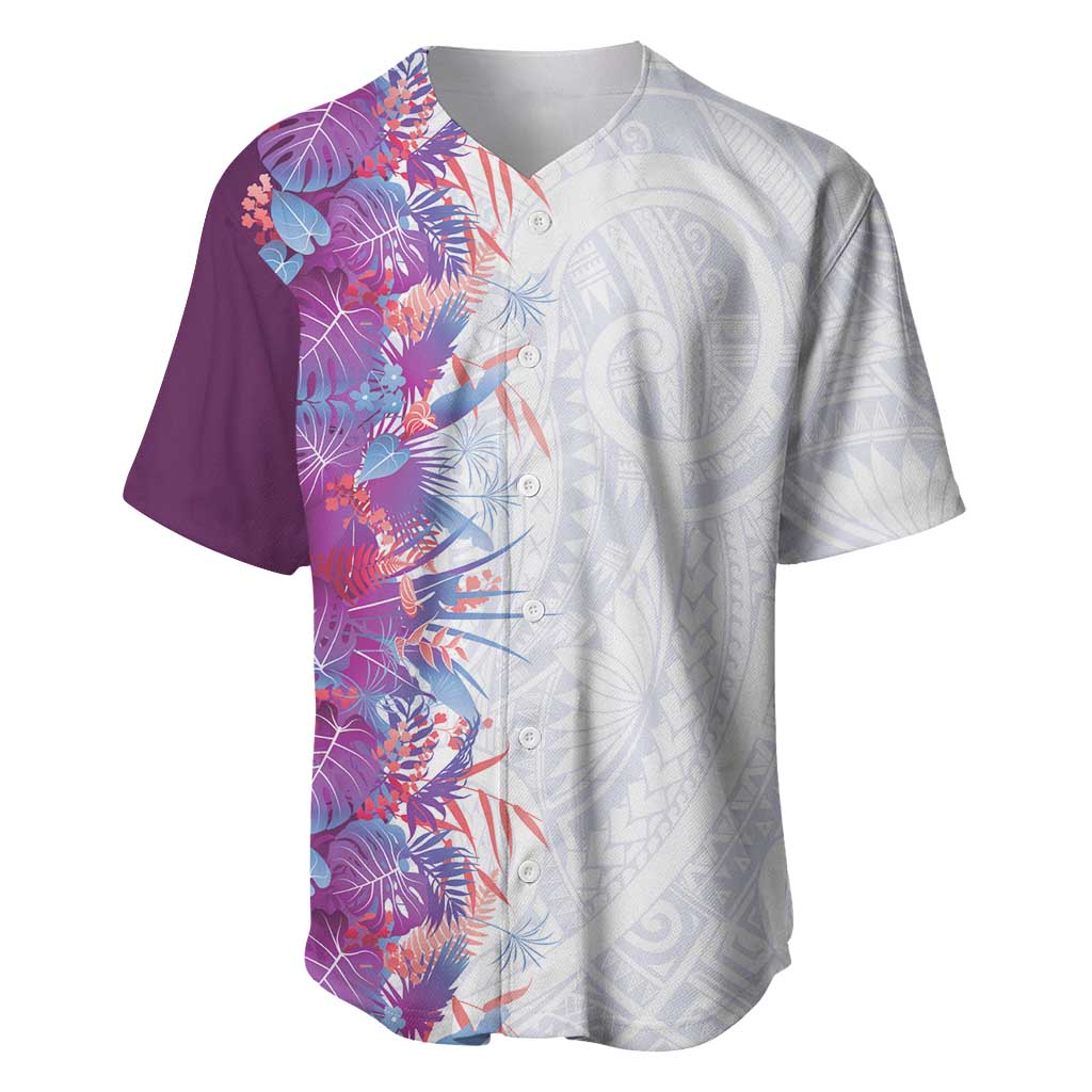 Hawaii Tropical Plant Poni Baseball Jersey Vibrant Polynesian Pattern LT01 Purple - Polynesian Pride