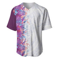 Hawaii Tropical Plant Poni Baseball Jersey Vibrant Polynesian Pattern LT01 Purple - Polynesian Pride