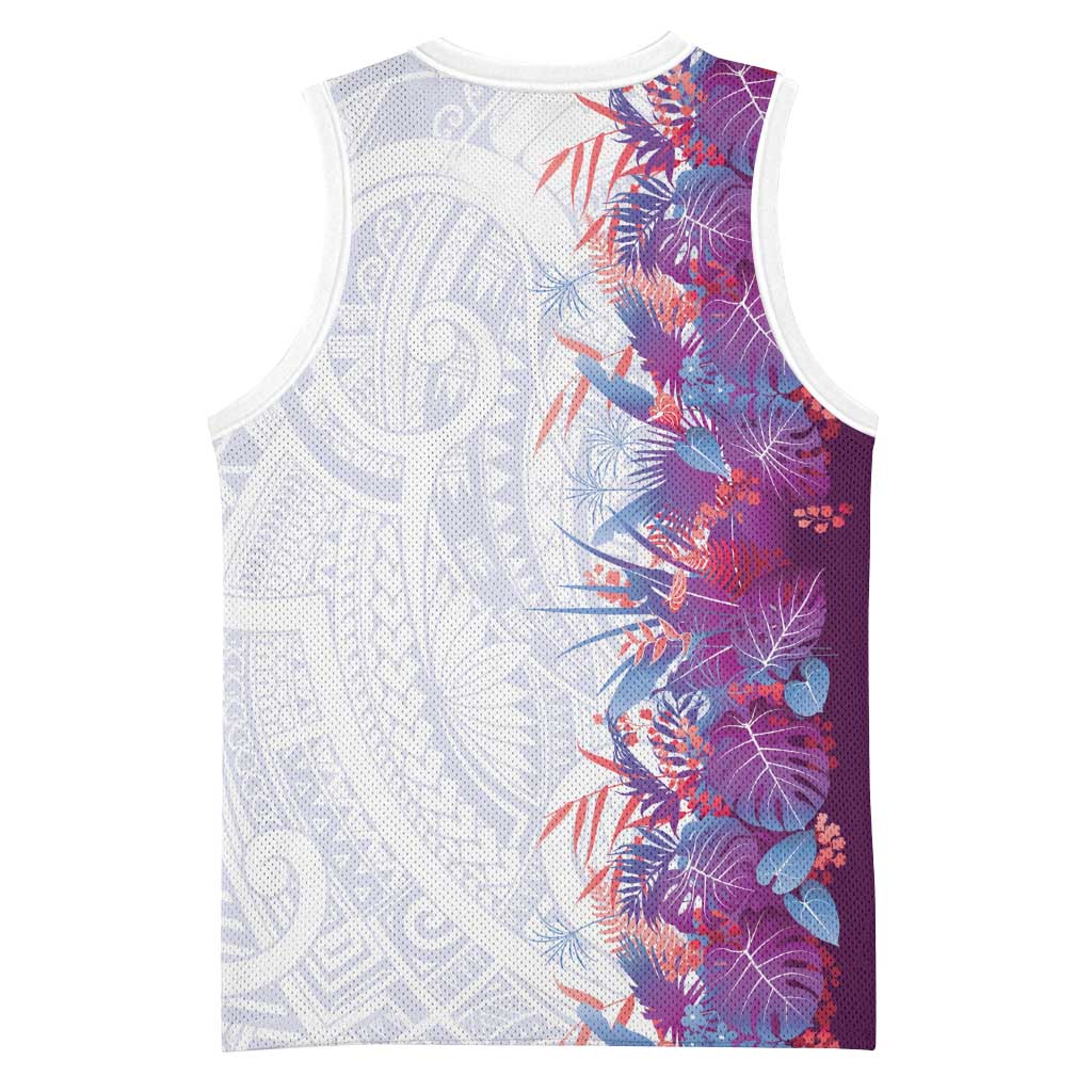 Hawaii Tropical Plant Poni Basketball Jersey Vibrant Polynesian Pattern