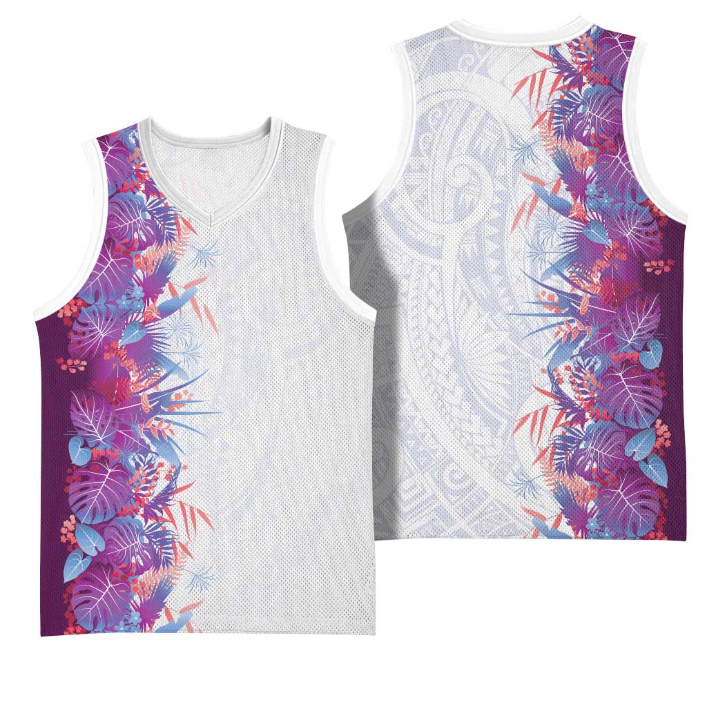 Hawaii Tropical Plant Poni Basketball Jersey Vibrant Polynesian Pattern