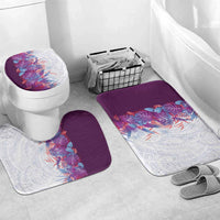 Hawaii Tropical Plant Poni Bathroom Set Vibrant Polynesian Pattern LT01 Mat Set Only (3 pcs) One Size Purple - Polynesian Pride