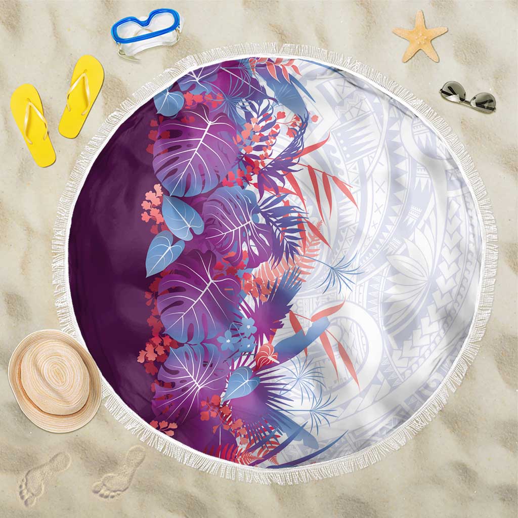 Hawaii Tropical Plant Poni Beach Blanket Vibrant Polynesian Pattern LT01 One Size 150cm Purple - Polynesian Pride