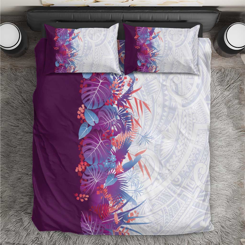Hawaii Tropical Plant Poni Bedding Set Vibrant Polynesian Pattern