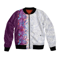 Hawaii Tropical Plant Poni Bomber Jacket Vibrant Polynesian Pattern LT01 Unisex Purple - Polynesian Pride