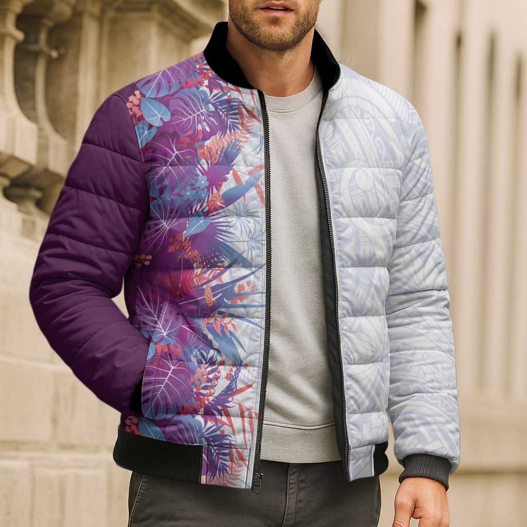 Hawaii Tropical Plant Poni Bomber Puffer Jacket Vibrant Polynesian Pattern LT01 - Polynesian Pride