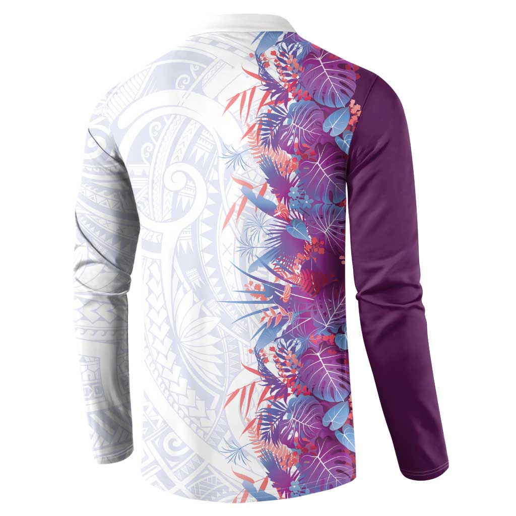 Hawaii Tropical Plant Poni Button Sweatshirt Vibrant Polynesian Pattern LT01 - Polynesian Pride