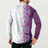 Hawaii Tropical Plant Poni Button Sweatshirt Vibrant Polynesian Pattern LT01 - Polynesian Pride