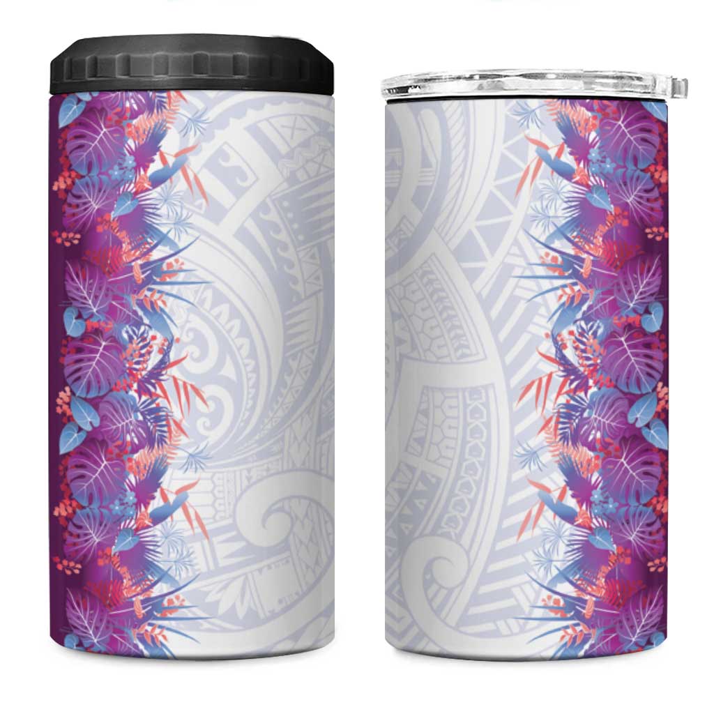 Hawaii Tropical Plant Poni 4 in 1 Can Cooler Tumbler Vibrant Polynesian Pattern