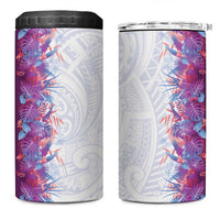 Hawaii Tropical Plant Poni 4 in 1 Can Cooler Tumbler Vibrant Polynesian Pattern