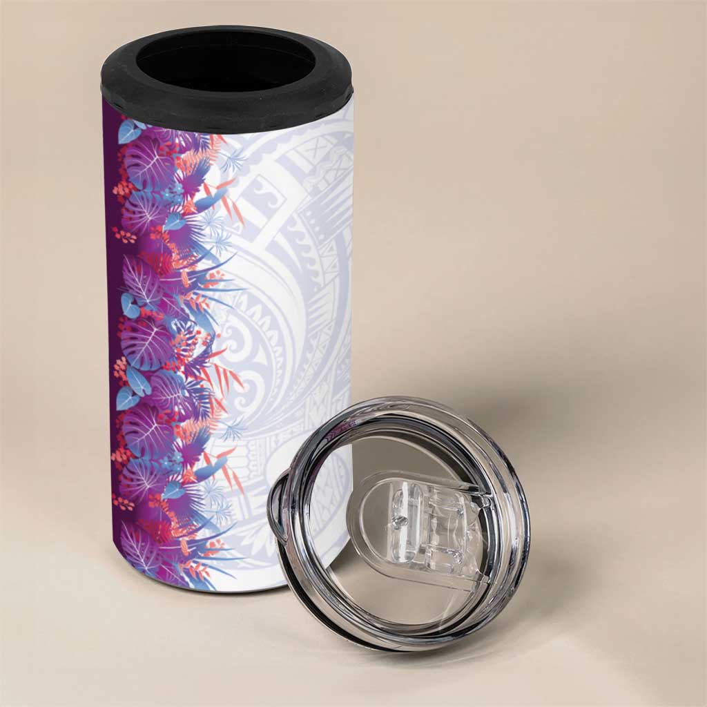 Hawaii Tropical Plant Poni 4 in 1 Can Cooler Tumbler Vibrant Polynesian Pattern