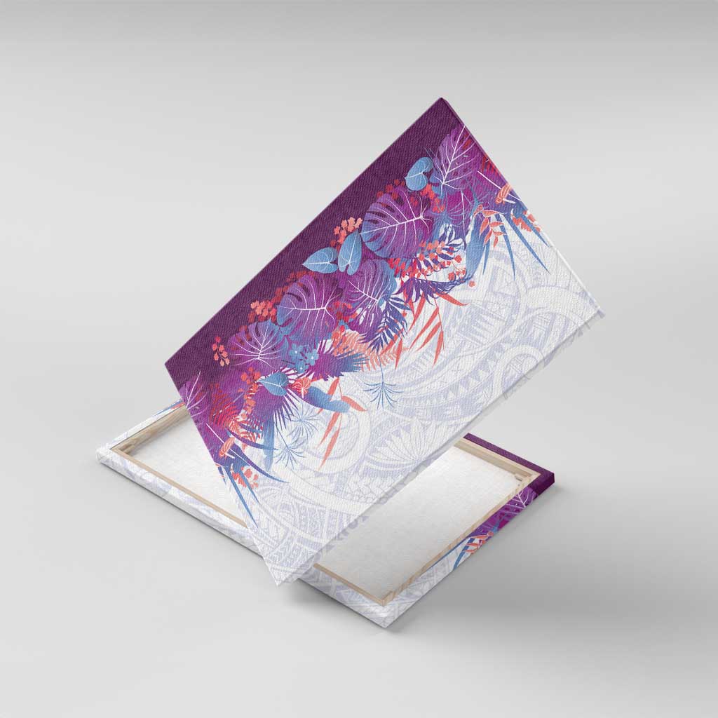 Hawaii Tropical Plant Poni Canvas Wall Art Vibrant Polynesian Pattern LT01 With Frame Purple - Polynesian Pride
