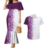 Hawaii Tropical Plant Poni Couples Matching Mermaid Dress and Hawaiian Shirt Vibrant Polynesian Pattern LT01 Purple - Polynesian Pride