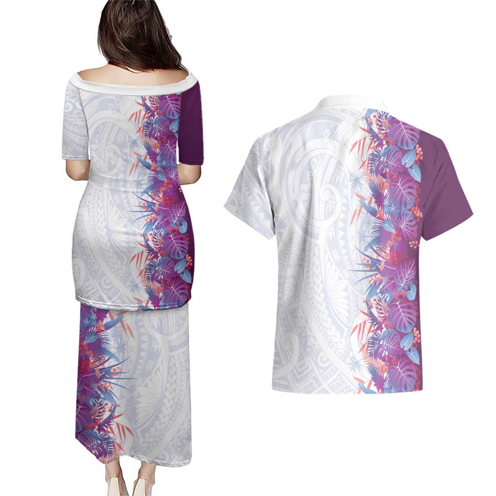 Hawaii Tropical Plant Poni Couples Matching Puletasi and Hawaiian Shirt Vibrant Polynesian Pattern LT01 - Polynesian Pride