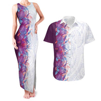 Hawaii Tropical Plant Poni Couples Matching Tank Maxi Dress and Hawaiian Shirt Vibrant Polynesian Pattern