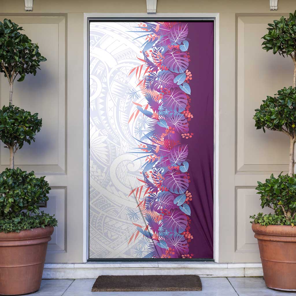 Hawaii Tropical Plant Poni Door Cover Vibrant Polynesian Pattern LT01 Purple - Polynesian Pride