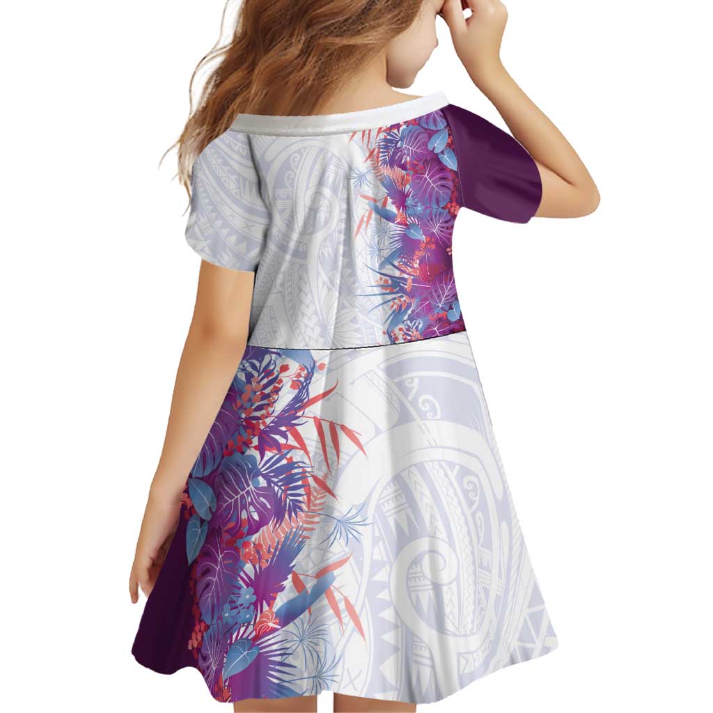 Hawaii Tropical Plant Poni Family Matching Short Sleeve Bodycon Dress and Hawaiian Shirt Vibrant Polynesian Pattern