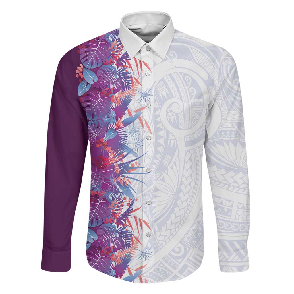 Hawaii Tropical Plant Poni Family Matching Short Sleeve Bodycon Dress and Hawaiian Shirt Vibrant Polynesian Pattern