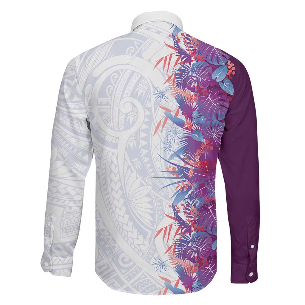 Hawaii Tropical Plant Poni Family Matching Short Sleeve Bodycon Dress and Hawaiian Shirt Vibrant Polynesian Pattern