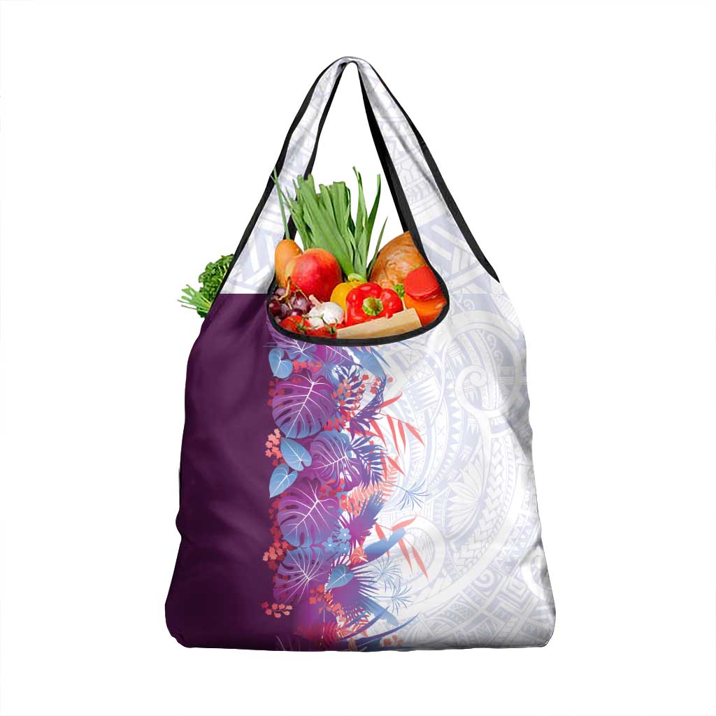 Hawaii Tropical Plant Poni Grocery Bag Vibrant Polynesian Pattern LT01 1-pack One Size Purple - Polynesian Pride