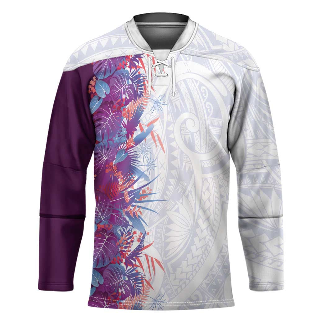 Hawaii Tropical Plant Poni Hockey Jersey Vibrant Polynesian Pattern LT01 Unisex Purple - Polynesian Pride