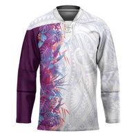 Hawaii Tropical Plant Poni Hockey Jersey Vibrant Polynesian Pattern LT01 Unisex Purple - Polynesian Pride
