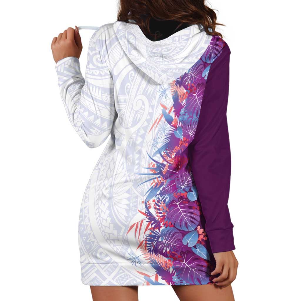 Hawaii Tropical Plant Poni Hoodie Dress Vibrant Polynesian Pattern LT01 - Polynesian Pride