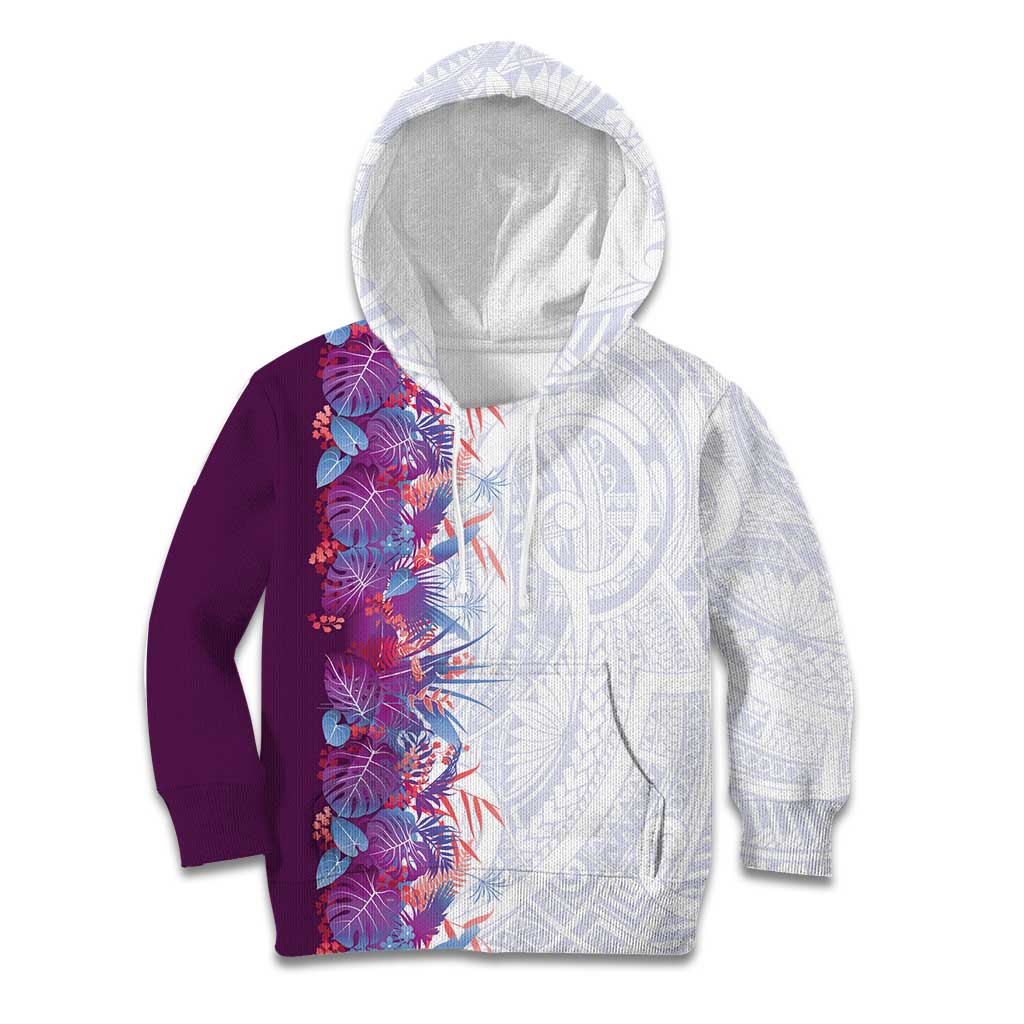 Hawaii Tropical Plant Poni Kid Hoodie Vibrant Polynesian Pattern LT01 Hoodie Purple - Polynesian Pride
