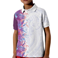 Hawaii Tropical Plant Poni Kid Polo Shirt Vibrant Polynesian Pattern LT01 Kid Purple - Polynesian Pride