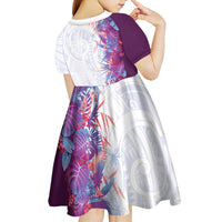 Hawaii Tropical Plant Poni Kid Short Sleeve Dress Vibrant Polynesian Pattern LT01 - Polynesian Pride