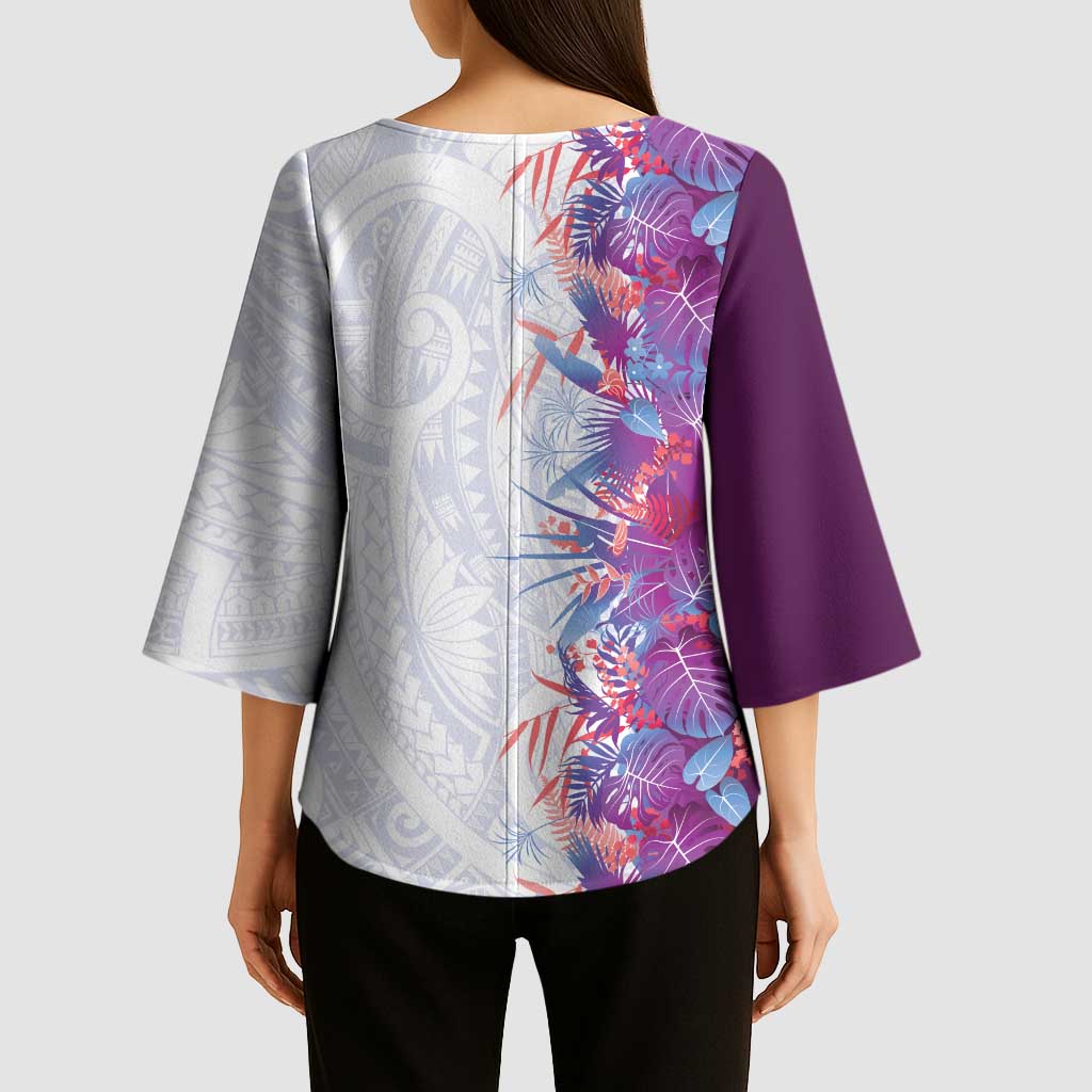 Hawaii Tropical Plant Poni Kimono Sleeve Blouse Vibrant Polynesian Pattern LT01 - Polynesian Pride