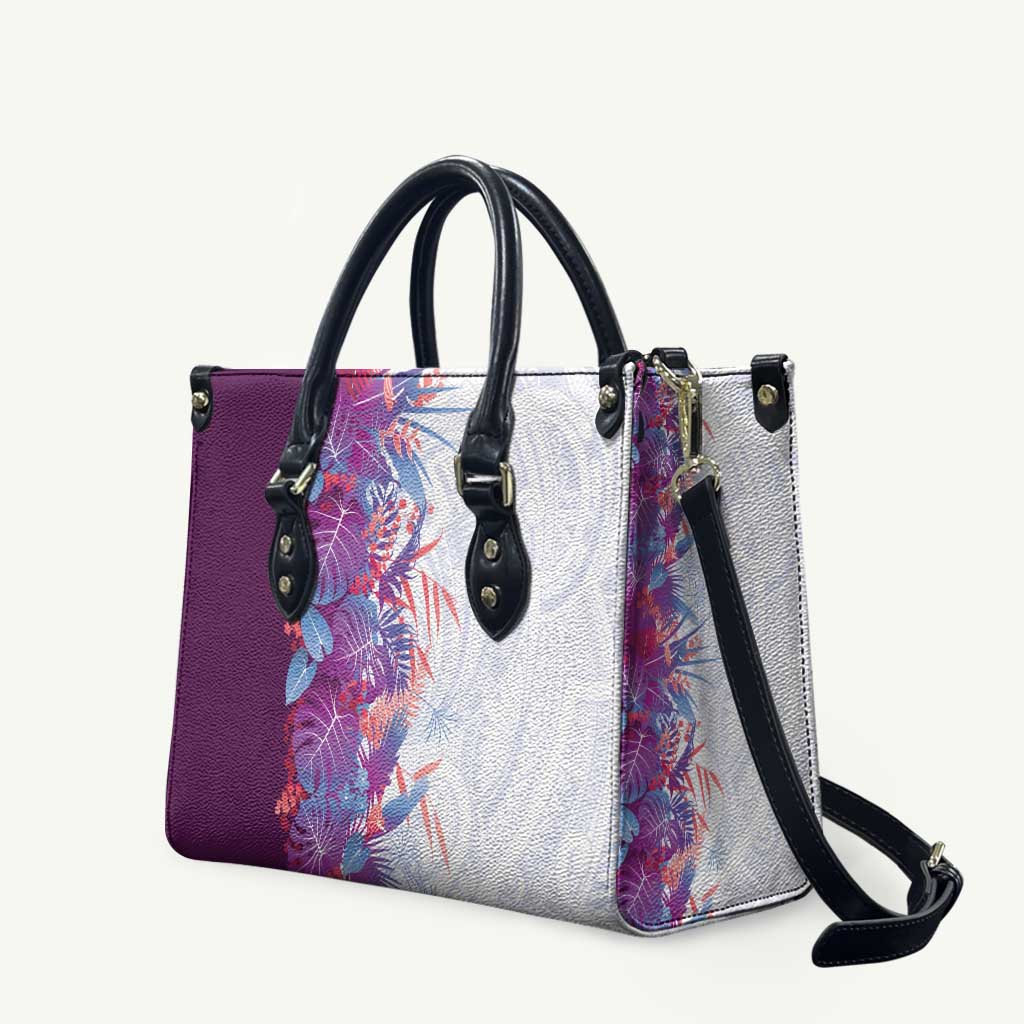 Hawaii Tropical Plant Poni Leather Bag Vibrant Polynesian Pattern LT01 Purple - Polynesian Pride