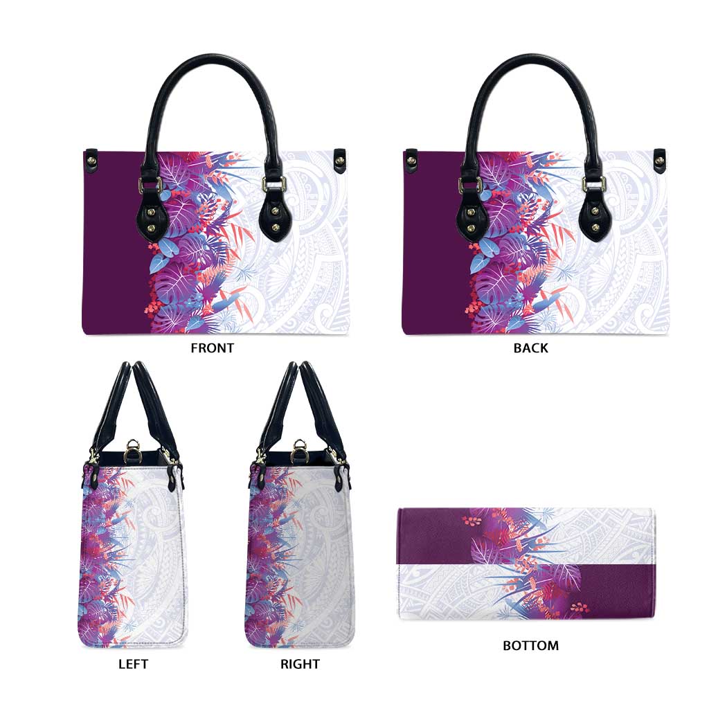 Hawaii Tropical Plant Poni Leather Bag Vibrant Polynesian Pattern LT01 - Polynesian Pride