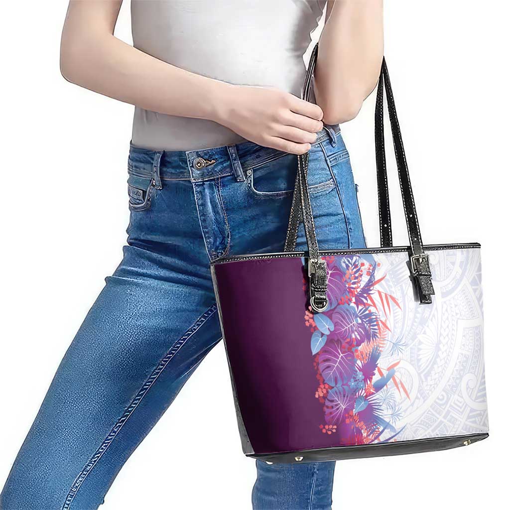 Hawaii Tropical Plant Poni Leather Tote Bag Vibrant Polynesian Pattern LT01 - Polynesian Pride