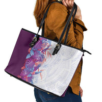 Hawaii Tropical Plant Poni Leather Tote Bag Vibrant Polynesian Pattern LT01 - Polynesian Pride