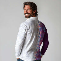 Hawaii Tropical Plant Poni Long Sleeve Polo Shirt Vibrant Polynesian Pattern LT01 - Polynesian Pride